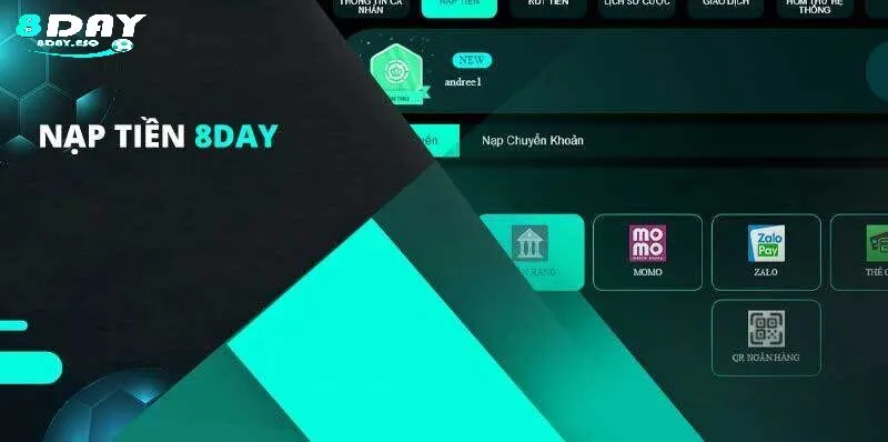 Hướng dẫn quy trình Nạp tiền 8day đầy đủ